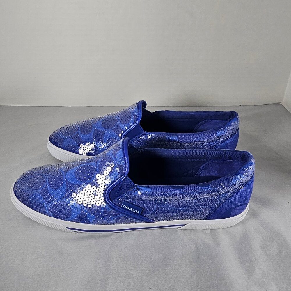 Coach "KIVY" Blue Sequins Slip On Sneakers Size 8M Luxury Sneakers. - Picture 3 of 13